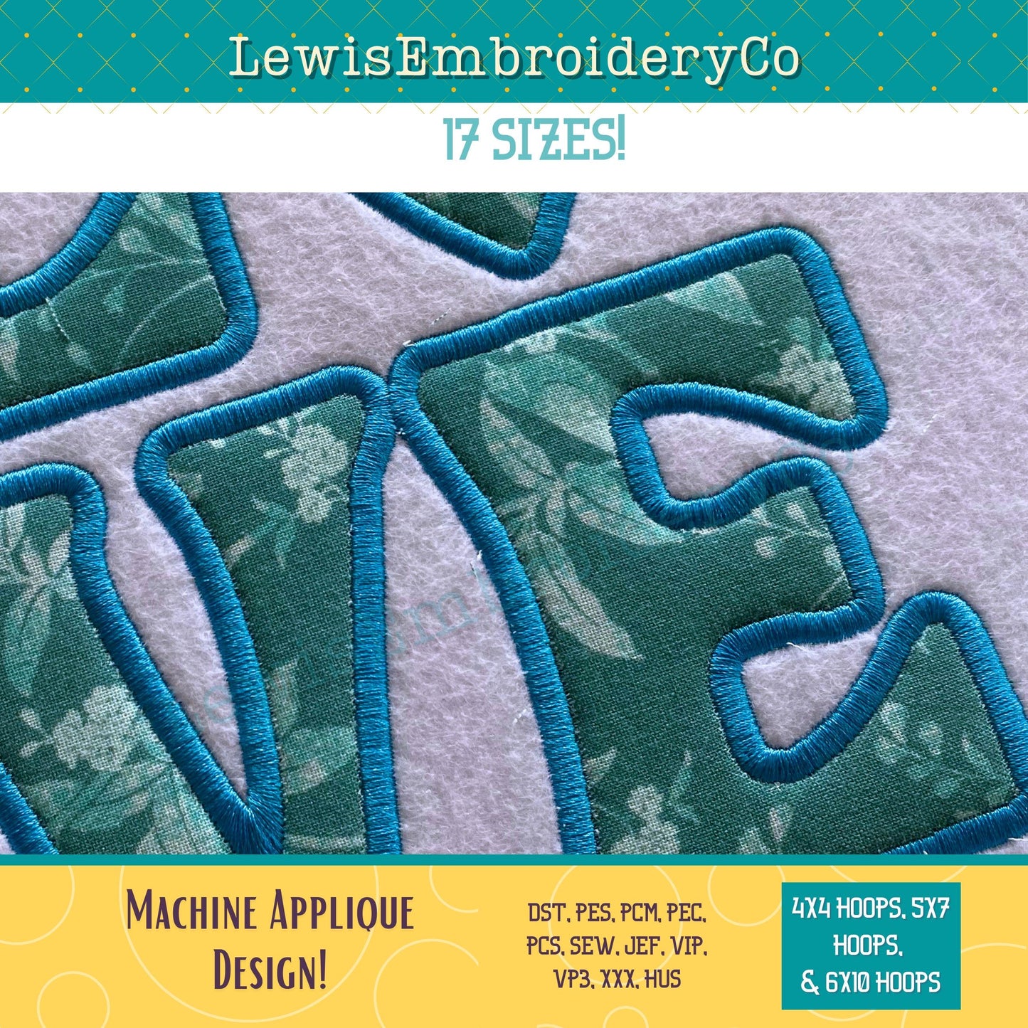 LOVE Applique, Machine Embroidery Design - NOT Full Font - (Digital Download)