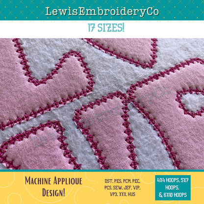 LOVE Diamond Applique, Machine Embroidery Design - Not Full Font - (Digital Download)