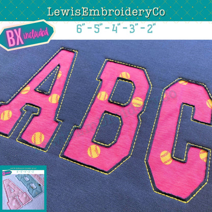 Reverse Applique, Varsity, Machine Embroidery Font - With BX - (PDF Tutorial Included)
