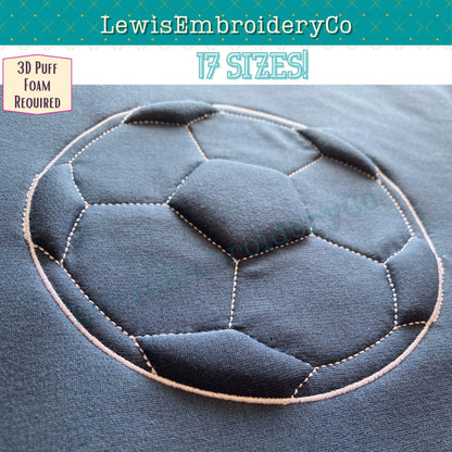 Soccer Ball, Embossed 3D Puff, Machine Embroidery Design - (PDF Tutorial Included)