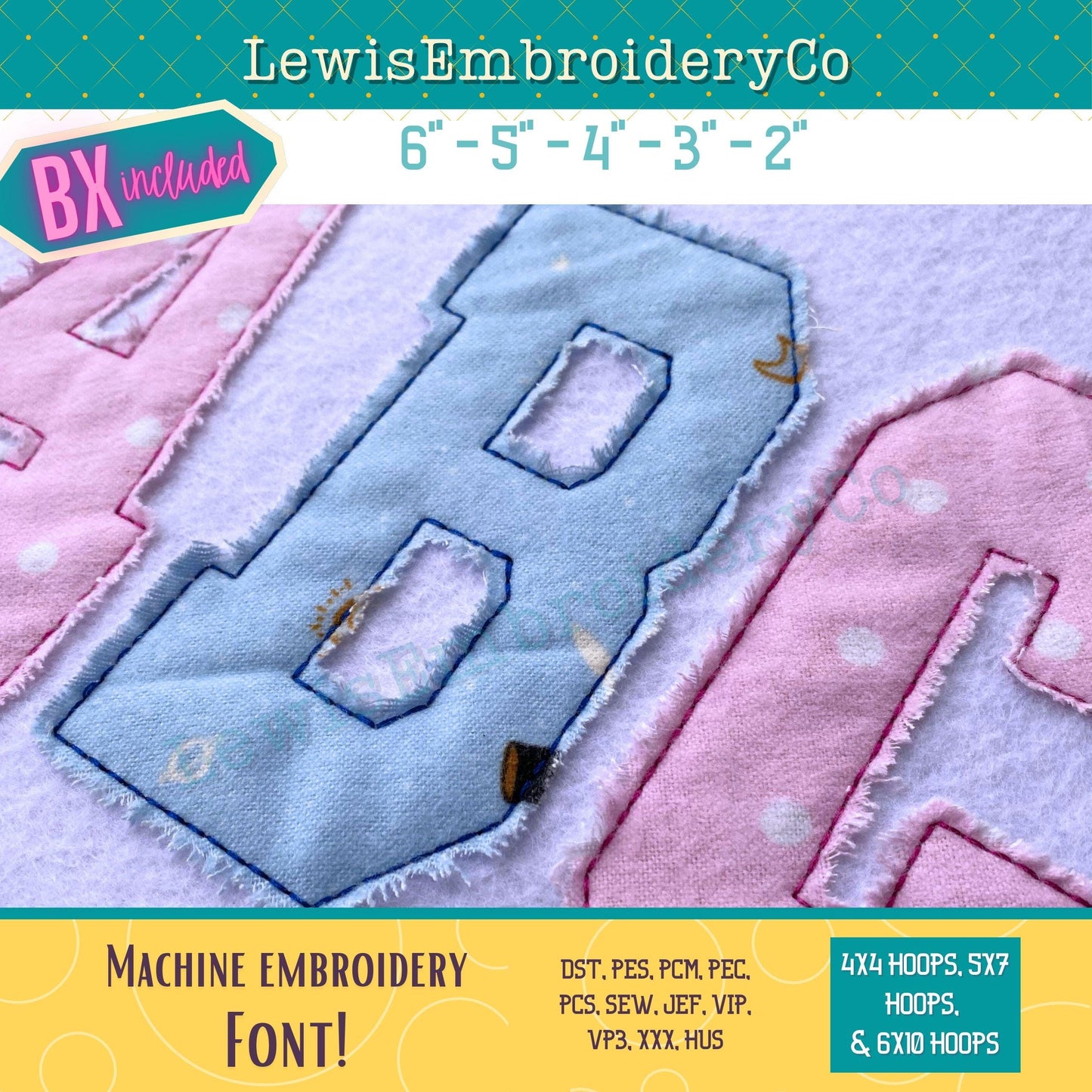 Raggy Edge Applique, Varsity, Machine Embroidery Font - With BX - (PDF Tutorial Included)