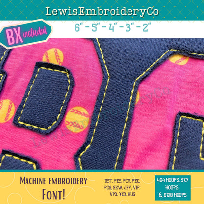 Reverse Applique, Varsity, Machine Embroidery Font - With BX - (PDF Tutorial Included)