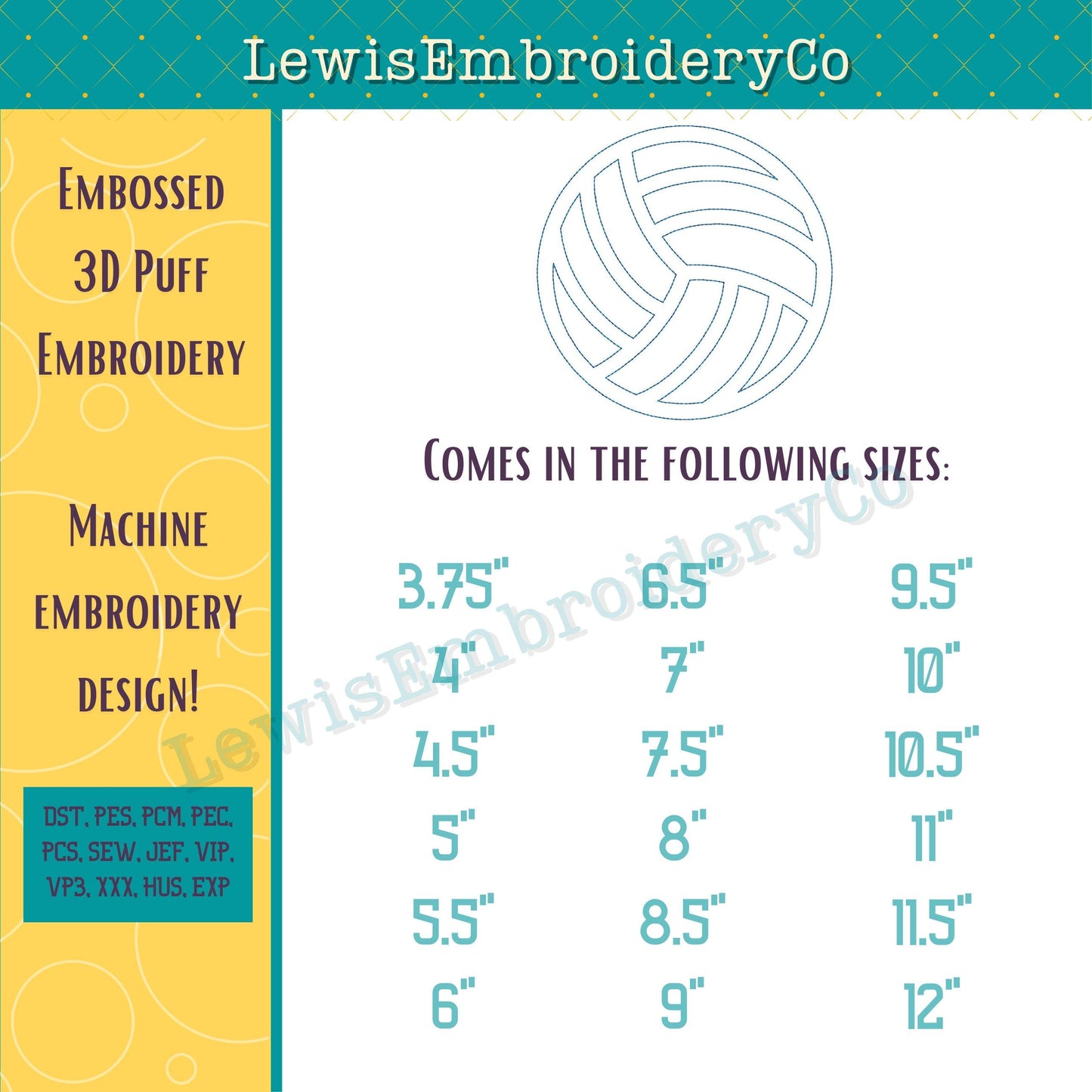Volleyball, Embossed 3D Puff, Machine Embroidery Design - (PDF Tutorial Included)