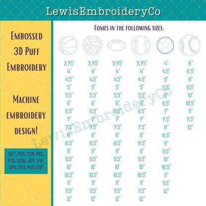 Sports Bundle, Embossed 3D Puff, Machine Embroidery Designs - (PDF Tutorial Included)