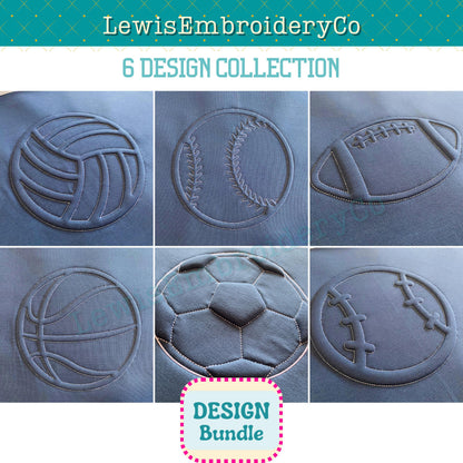Sports Bundle, Embossed 3D Puff, Machine Embroidery Designs - (PDF Tutorial Included)