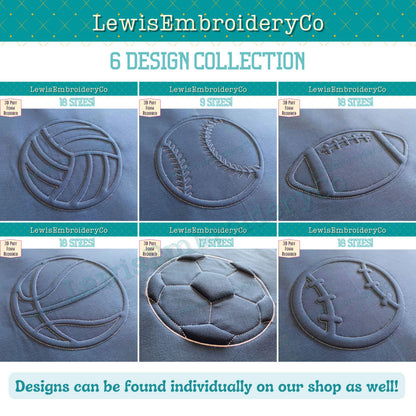Sports Bundle, Embossed 3D Puff, Machine Embroidery Designs - (PDF Tutorial Included)
