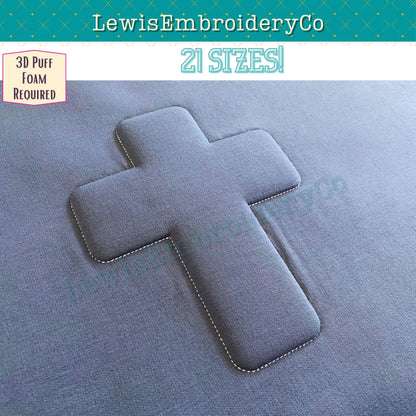Cross, Embossed 3D Puff, Machine Embroidery Design - (PDF Tutorial Included)