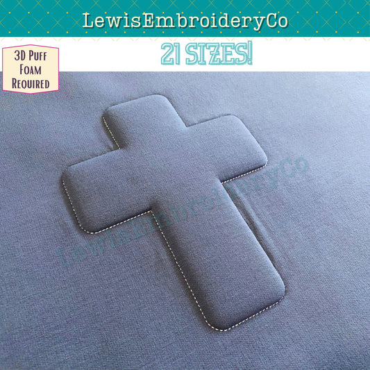 Cross, Embossed 3D Puff, Machine Embroidery Design - (PDF Tutorial Included)