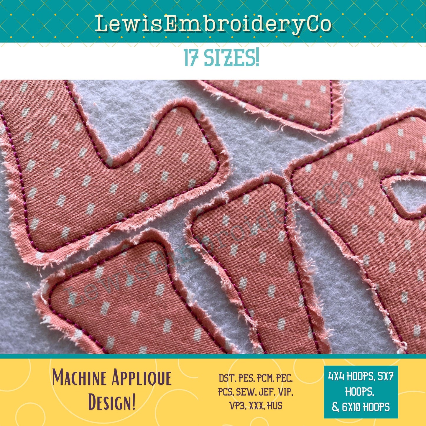 LOVE Raggy Applique, Machine Embroidery Design - Not Full Font - (Digital Download)