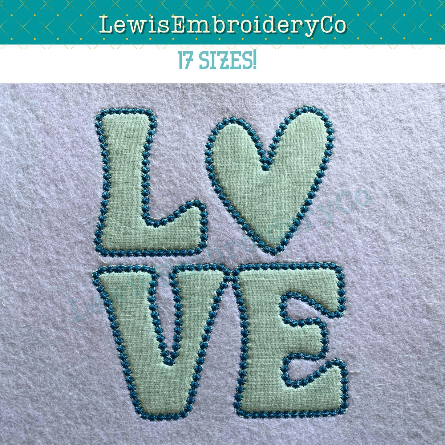 LOVE Candlewick Applique, Machine Embroidery Design - Not Full Font - (Digital Download)