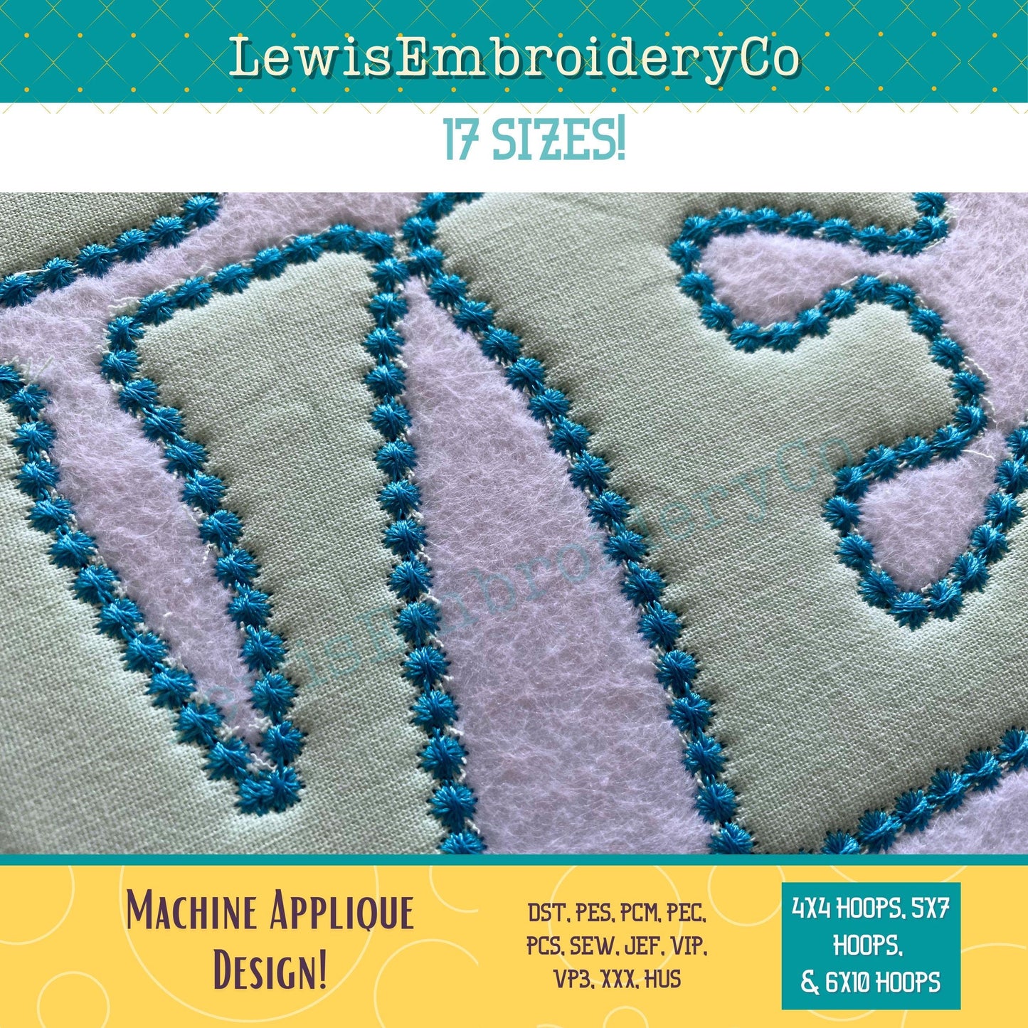 LOVE Candlewick Applique, Machine Embroidery Design - Not Full Font - (Digital Download)