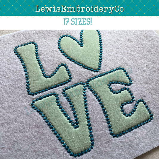 LOVE Candlewick Applique, Machine Embroidery Design - Not Full Font - (Digital Download)