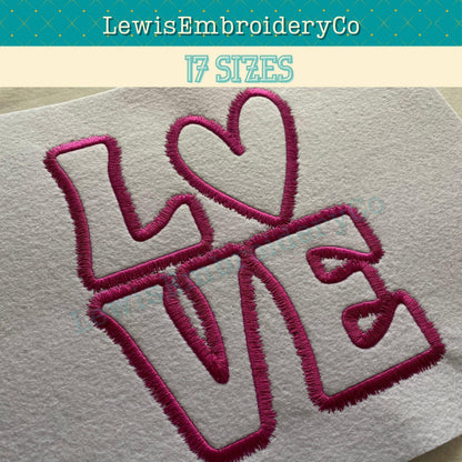 LOVE Feather Outline, Machine Embroidery Design - NOT Full Font - (Digital Download)