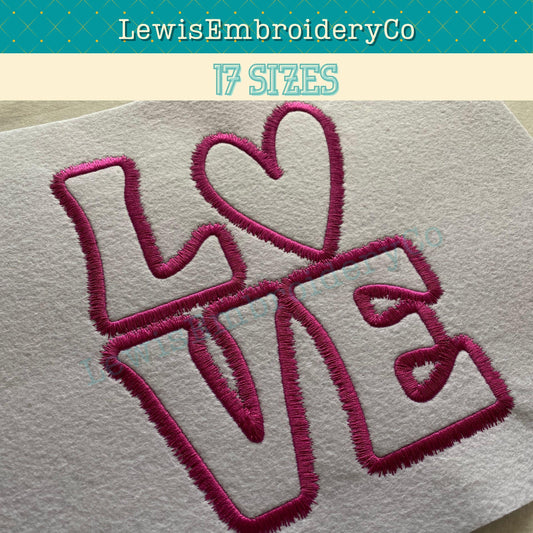 LOVE Feather Outline, Machine Embroidery Design - NOT Full Font - (Digital Download)