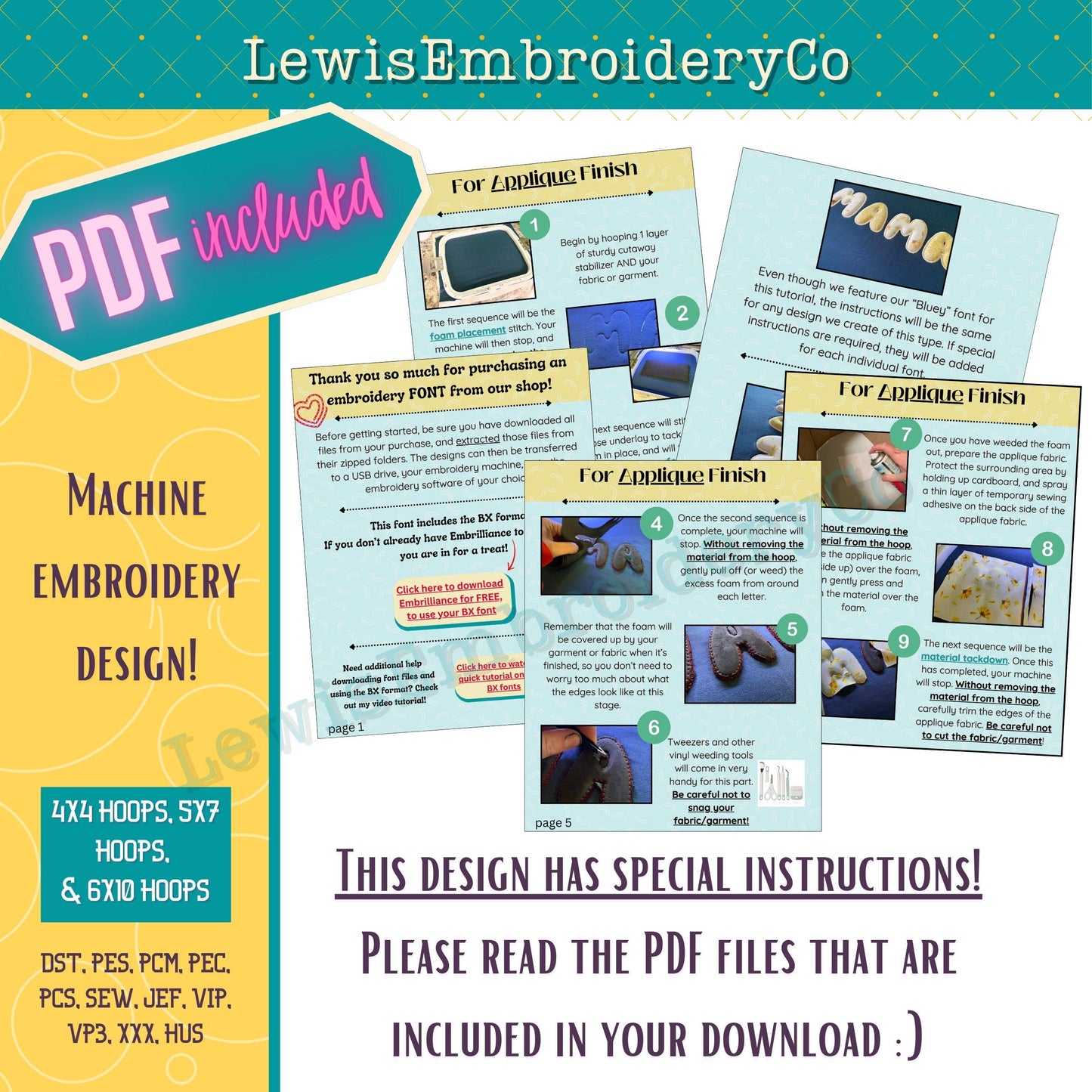 LOVE 3D Puff Applique, Machine Embroidery Design - Not Full Font - (PDF Tutorial Included)