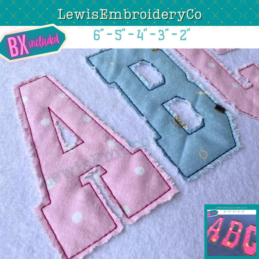 Raggy Edge Applique, Varsity, Machine Embroidery Font - With BX - (PDF Tutorial Included)