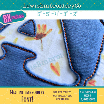 Reverse Applique, Cooper, Machine Embroidery Font - With BX - (PDF Tutorial Included)