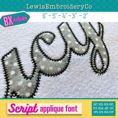 Script Applique Machine Embroidery Font - with BX - (PDF Tutorial Included)