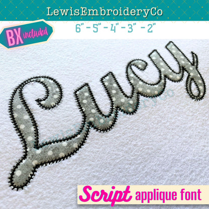 Script Applique Machine Embroidery Font - with BX - (PDF Tutorial Included)