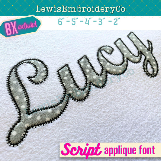 Script Applique Machine Embroidery Font - with BX - (PDF Tutorial Included)
