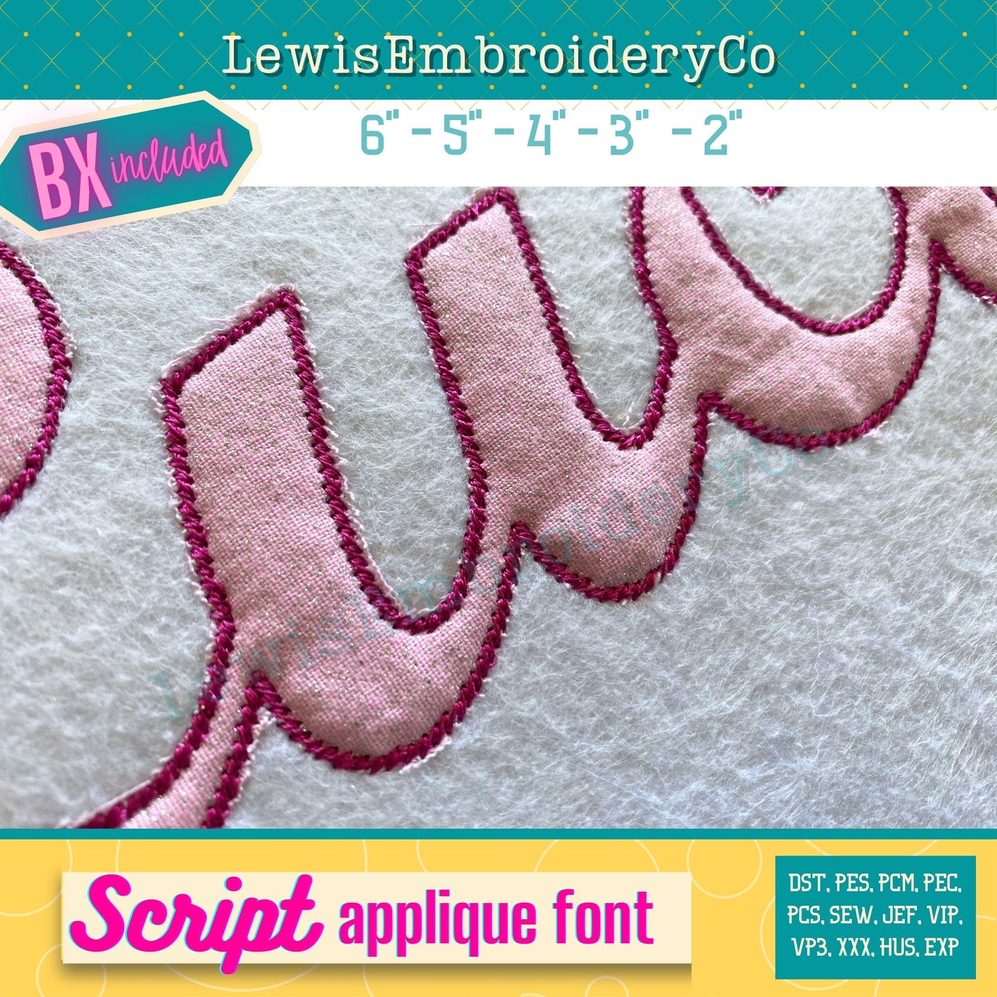 Narrow Applique, Script, Machine Embroidery Font - With BX - (PDF Tutorial Included)