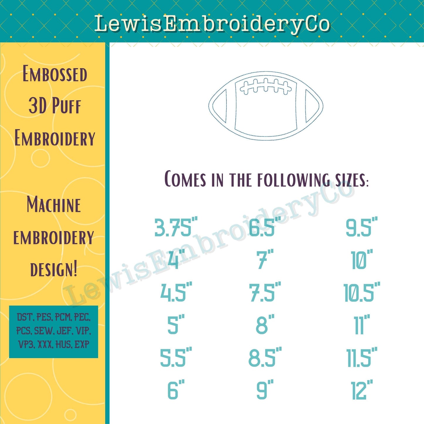 Football, Embossed 3D Puff, Machine Embroidery Design - (PDF Tutorial Included)