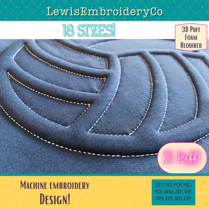Volleyball, Embossed 3D Puff, Machine Embroidery Design - (PDF Tutorial Included)