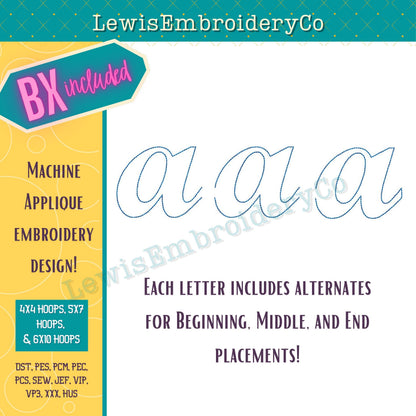 Raggy Applique, Script, Machine Embroidery Font - With BX - (PDF Tutorial Included)