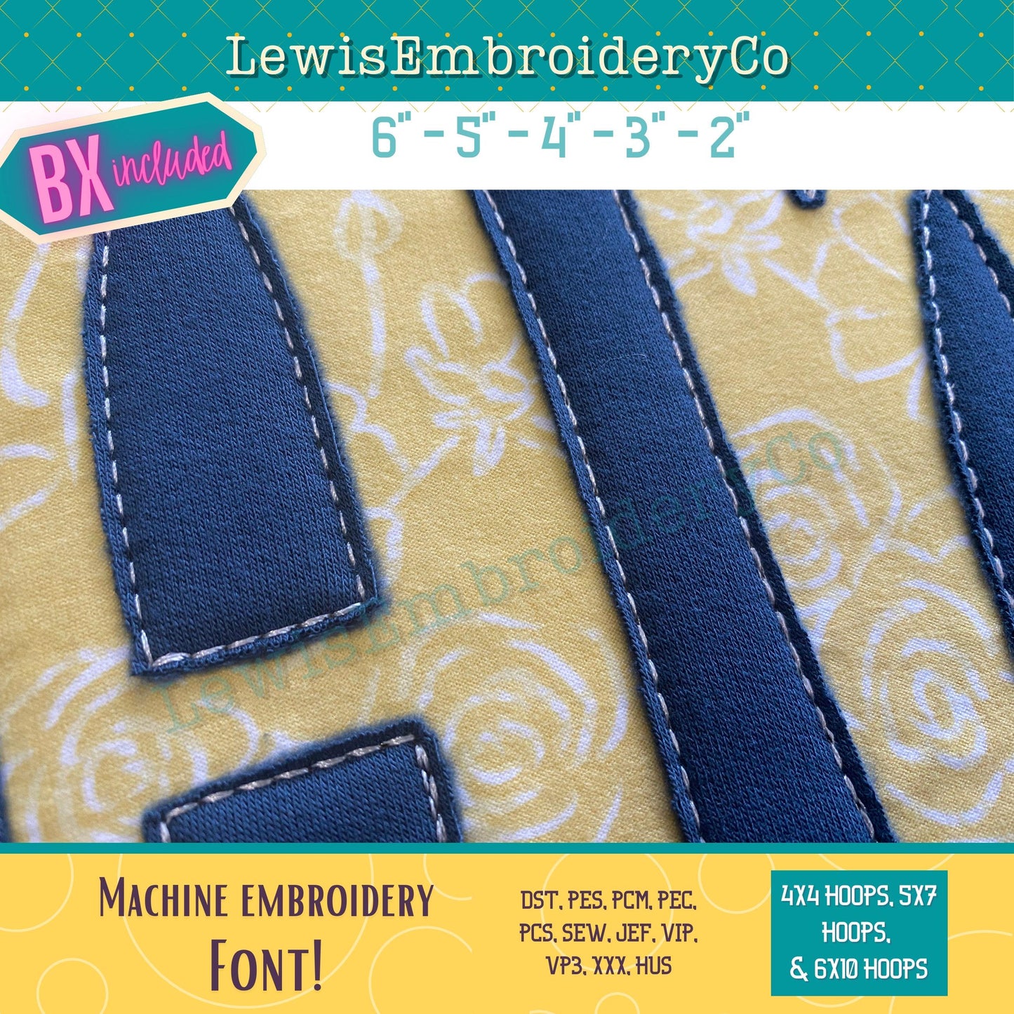 Reverse Applique, Machine Embroidery Font - with BX - (PDF Tutorial Included)