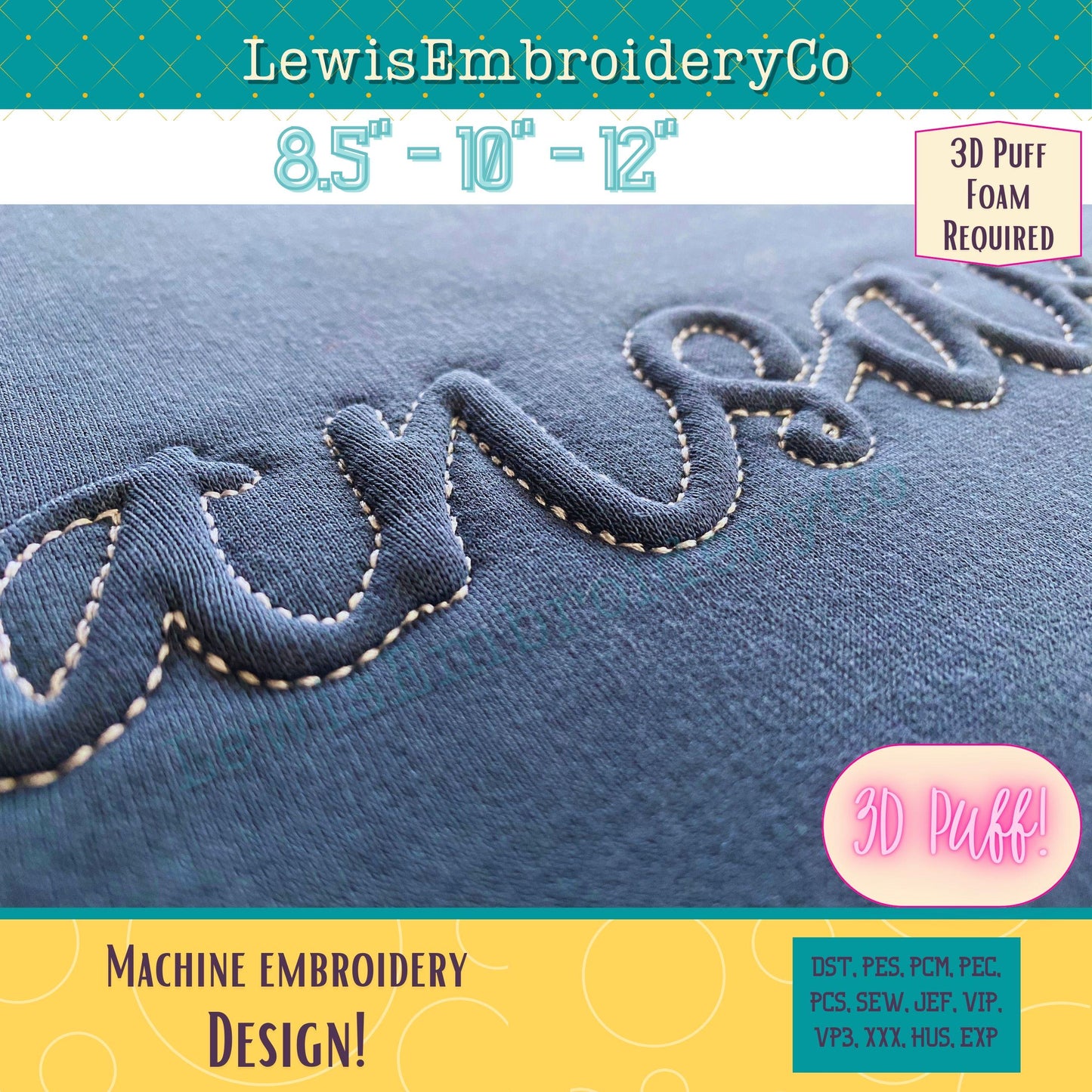 ARKANSAS Embossed 3D Puff, Machine Embroidery Design - Not Full Font - (PDF Tutorial Included)