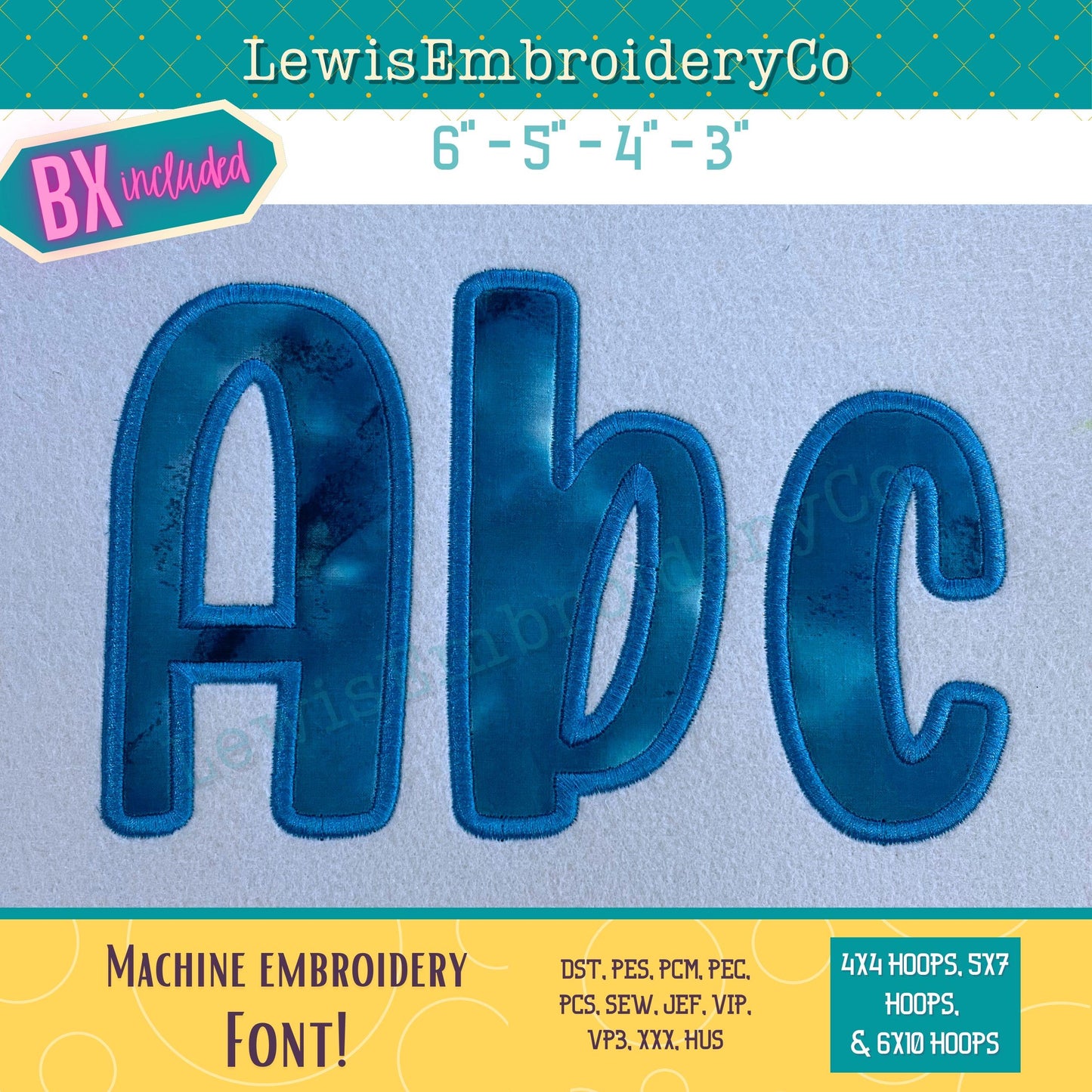 Satin Applique, Machine Embroidery Font - With BX - (PDF Tutorial Included)