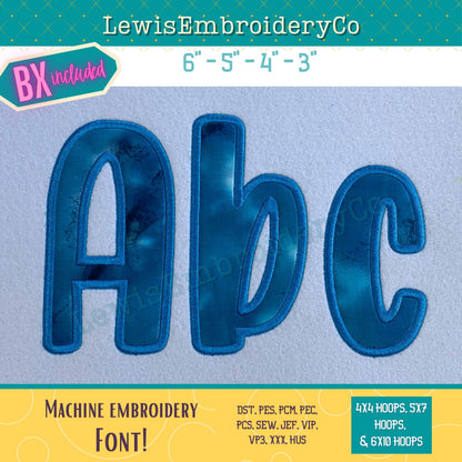 Satin Applique, Machine Embroidery Font - With BX - (PDF Tutorial Included)