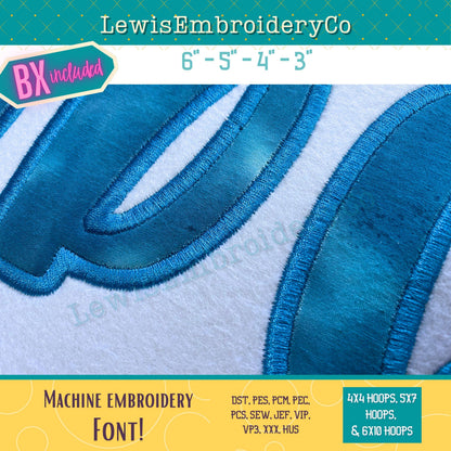 Satin Applique, Machine Embroidery Font - With BX - (PDF Tutorial Included)