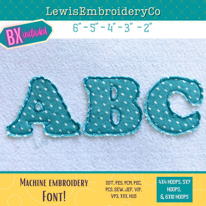 Raggy Edge Applique, Cooper, Machine Embroidery Font - With BX - (PDF Tutorial Included)