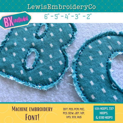 Raggy Edge Applique, Cooper, Machine Embroidery Font - With BX - (PDF Tutorial Included)