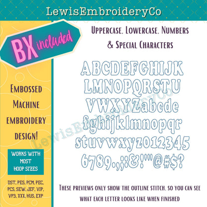 Embossed 3D Puff, Narrow, Machine Embroidery Font - With BX - (PDF Tutorial Included)