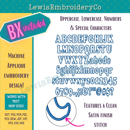 Cooper Applique, Machine Embroidery Font - With BX - (PDF Tutorial Included)