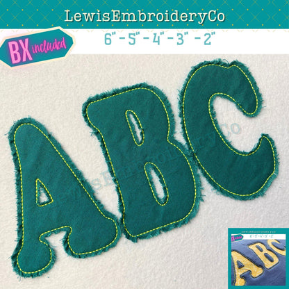 Raggy Applique, Narrow, Machine Embroidery Font - With BX - (PDF Tutorial Included)