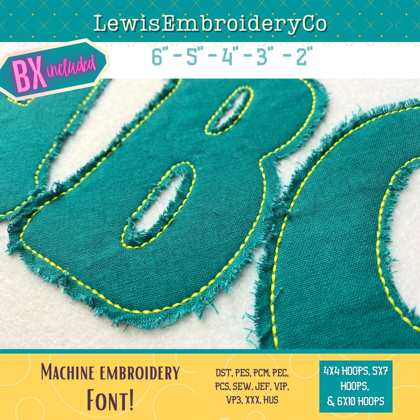 Raggy Applique, Narrow, Machine Embroidery Font - With BX - (PDF Tutorial Included)