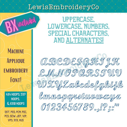 Raggy Applique, Script, Machine Embroidery Font - With BX - (PDF Tutorial Included)