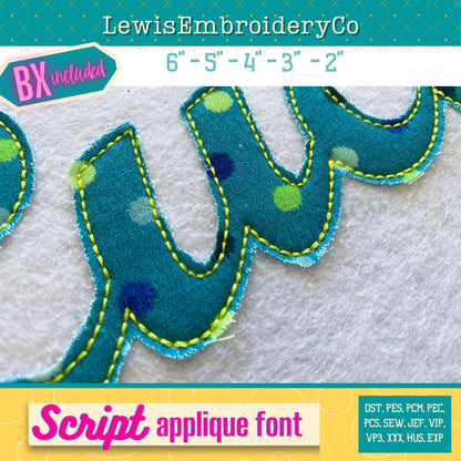 Raggy Applique, Script, Machine Embroidery Font - With BX - (PDF Tutorial Included)