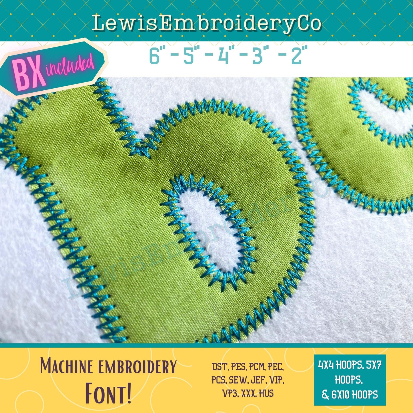 Zig Zag Applique, Cooper, Machine Embroidery Font - With BX - (PDF Tutorial Included)