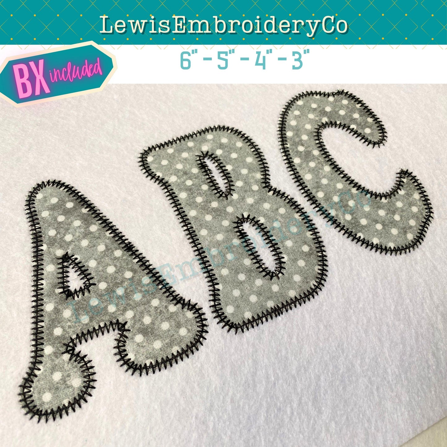 Zig Zag Applique, Narrow, Machine Embroidery Font - With BX - (PDF Tutorial Included)