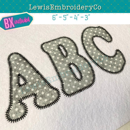 Zig Zag Applique, Narrow, Machine Embroidery Font - With BX - (PDF Tutorial Included)