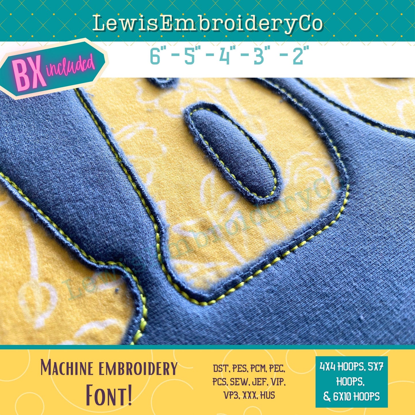 Reverse Applique, Narrow Cooper, Machine Embroidery Font - With BX - (PDF Tutorial Included)