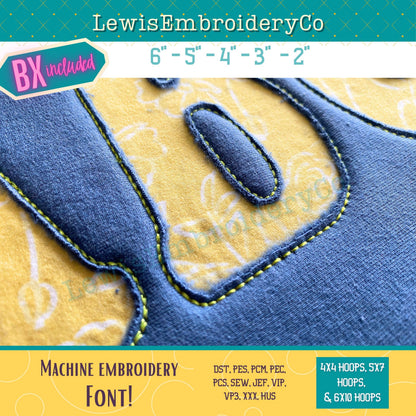 Reverse Applique, Narrow Cooper, Machine Embroidery Font - With BX - (PDF Tutorial Included)