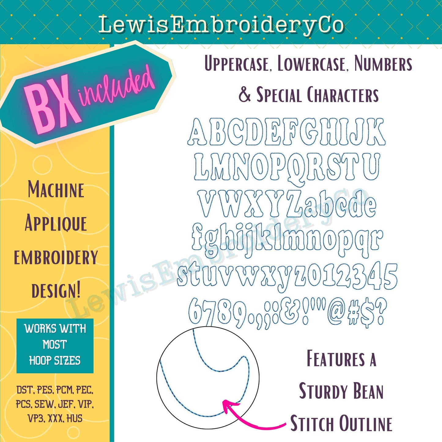 Raggy Applique, Narrow, Machine Embroidery Font - With BX - (PDF Tutorial Included)