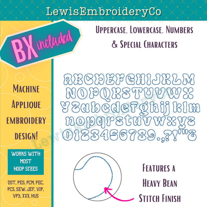 Raggy Applique, Groovy, Machine Embroidery Font - With BX - (PDF Tutorial Included)