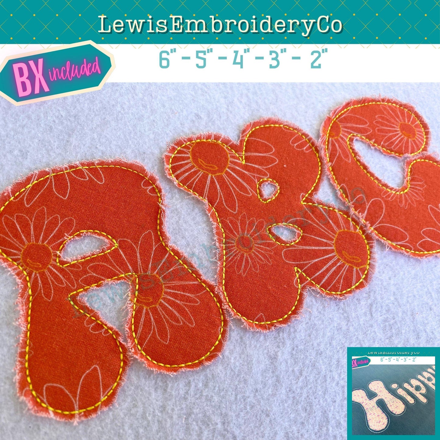 Raggy Applique, Groovy, Machine Embroidery Font - With BX - (PDF Tutorial Included)