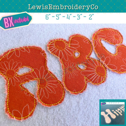 Raggy Applique, Groovy, Machine Embroidery Font - With BX - (PDF Tutorial Included)
